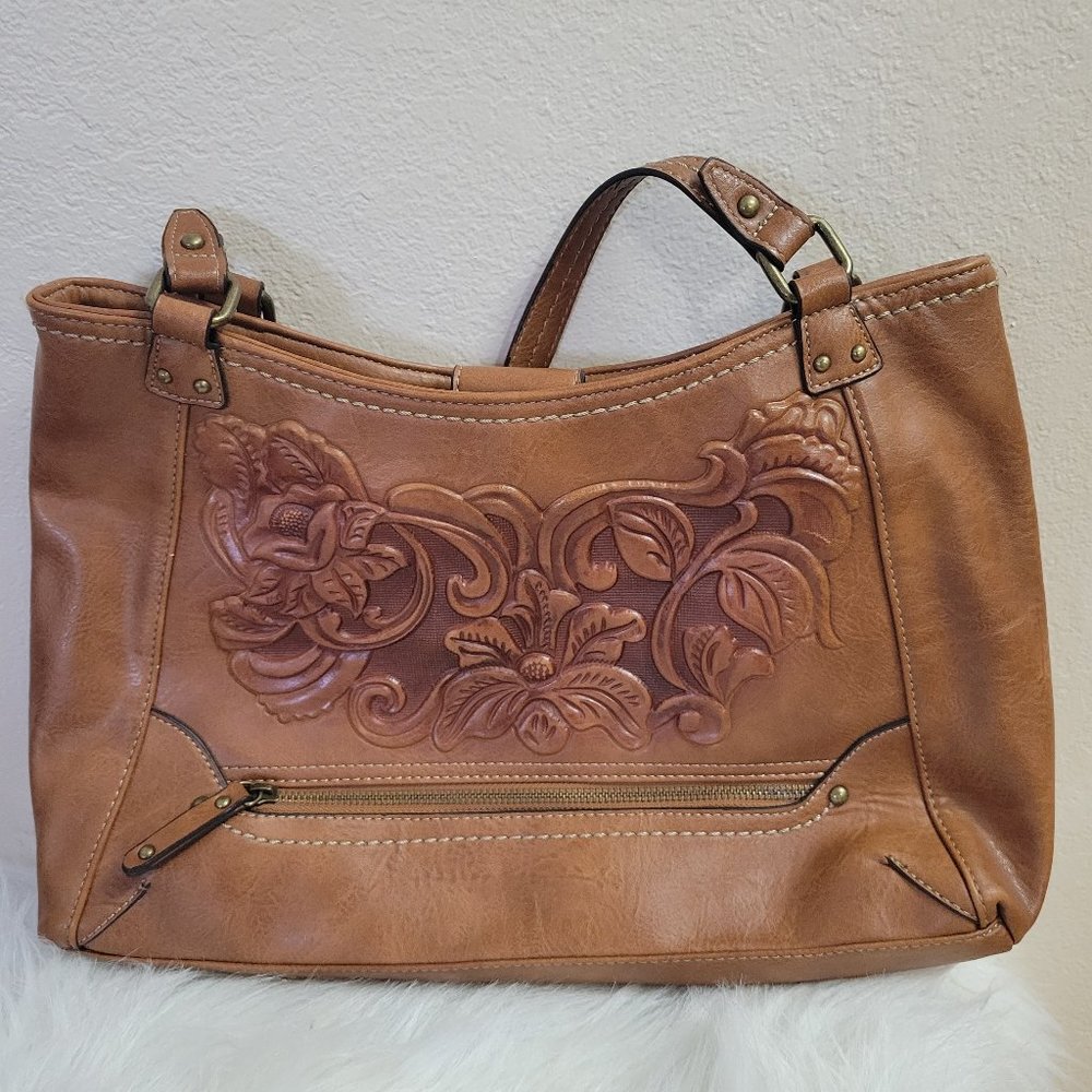 Concept BOTANICA EMBOSSED FEAUX LEATHER SHOULDER BAG